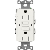 Lutron SCR-15-GFST-GL  Claro Satin Self-Testing Tamper Resistant 15A GFCI Receptacle in Glacier White