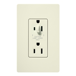 Lutron SCR-15-HDTR-BI Claro Satin Tamper Resistant 15A Split Duplex Receptacle Half for Dimming Use in Biscuit