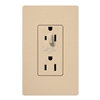 Lutron SCR-15-HDTR-DS Claro Satin Tamper Resistant 15A Split Duplex Receptacle Half for Dimming Use in Desert Stone