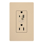 Lutron SCR-15-HDTR-DS Claro Satin Tamper Resistant 15A Split Duplex Receptacle Half for Dimming Use in Desert Stone