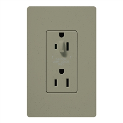 Lutron SCR-15-HDTR-GB Claro Satin Tamper Resistant 15A Split Duplex Receptacle Half for Dimming Use in Greenbriar