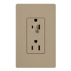 Lutron SCR-15-HDTR-MS Claro Satin Tamper Resistant 15A Split Duplex Receptacle Half for Dimming Use in Mocha Stone