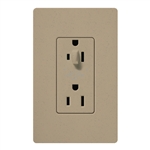 Lutron SCR-15-HDTR-MS Claro Satin Tamper Resistant 15A Split Duplex Receptacle Half for Dimming Use in Mocha Stone