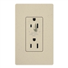 Lutron SCR-15-HDTR-ST Claro Satin Tamper Resistant 15A Split Duplex Receptacle Half for Dimming Use in Stone