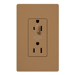 Lutron SCR-15-HDTR-TC Claro Satin Tamper Resistant 15A Split Duplex Receptacle Half for Dimming Use in Terracotta