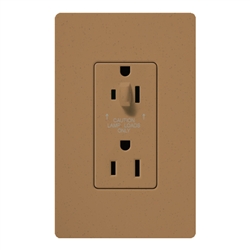 Lutron SCR-15-HDTR-TC Claro Satin Tamper Resistant 15A Split Duplex Receptacle Half for Dimming Use in Terracotta