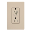 Lutron SCR-15-HDTR-TP Claro Satin Tamper Resistant 15A Split Duplex Receptacle Half for Dimming Use in Taupe