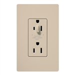 Lutron SCR-15-HDTR-TP Claro Satin Tamper Resistant 15A Split Duplex Receptacle Half for Dimming Use in Taupe