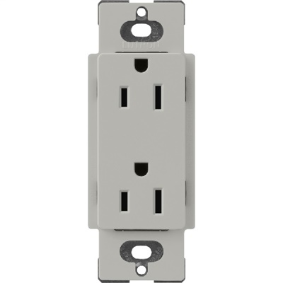 Lutron SCR-15-PB Claro Satin 15A Duplex Receptacle, Not Tamper Resistant in Pebble