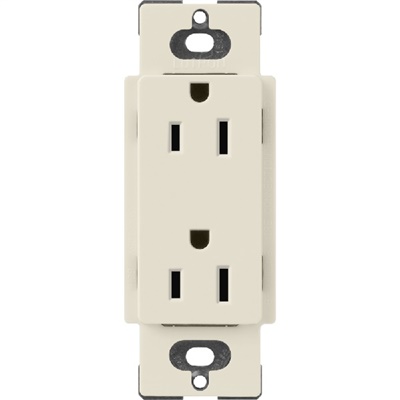 Lutron SCR-15-PM Claro Satin 15A Duplex Receptacle, Not Tamper Resistant in Pumice