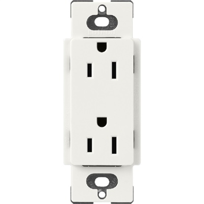 Lutron SCR-15-RW Claro Satin 15A Duplex Receptacle, Not Tamper Resistant in Architectural White