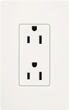 Lutron SCR-15-SW Claro Satin 15A Duplex Receptacle, Not Tamper Resistant, in Snow