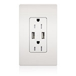 Lutron SCR-15-UBTR-BG Claro 15A Dual USB Receptacle, Tamper Resistant, in Bluestone