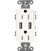 Lutron SCR-15-UBTR-BWClaro 15A Dual USB Receptacle, Tamper Resistant in Brilliant White