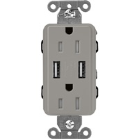 Lutron SCR-15-UBTR-CSClaro 15A Dual USB Receptacle, Tamper Resistant in Cobblestone