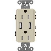 Lutron SCR-15-UBTR-CYClaro 15A Dual USB Receptacle, Tamper Resistant in Clay