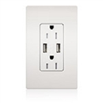 Lutron SCR-15-UBTR-DS Claro 15A Dual USB Receptacle, Tamper Resistant, in Desert Stone