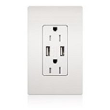 Lutron SCR-15-UBTR-DS Claro 15A Dual USB Receptacle, Tamper Resistant, in Desert Stone