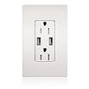 Lutron SCR-15-UBTR-ES Claro 15A Dual USB Receptacle, Tamper Resistant, in Eggshell