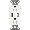 Lutron SCR-15-UBTR-GLClaro 15A Dual USB Receptacle, Tamper Resistant in Glacier White