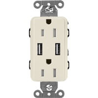 Lutron SCR-15-UBTR-PMClaro 15A Dual USB Receptacle, Tamper Resistant in Pumice