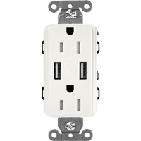 Lutron SCR-15-UBTR-RWClaro 15A Dual USB Receptacle, Tamper Resistant in Architectural White