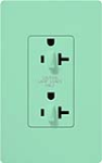 Lutron SCR-20-DDTR-SG Claro Satin Tamper Resistant 20A Duplex Receptacle for Dimming Use in Sea Glass