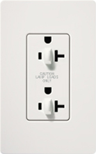 Lutron SCR-20-DDTR-SW Claro Satin Tamper Resistant 20A Duplex Receptacle for Dimming Use in Snow