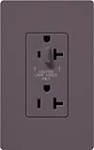 Lutron SCR-20-HDTR-PL Claro Satin Tamper Resistant 20A Split Duplex Receptacle Half for Dimming Use in Plum