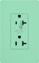 Lutron SCR-20-HDTR-SG Claro Satin Tamper Resistant 20A Split Duplex Receptacle Half for Dimming Use in Sea Glass