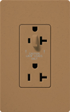 Lutron SCR-20-HDTR-TC Claro Satin Tamper Resistant 20A Split Duplex Receptacle Half for Dimming Use in Terracotta