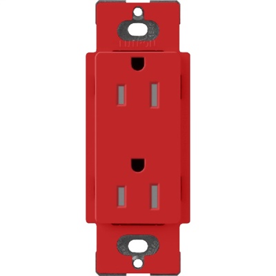 Lutron SCRS-15-TR-SR Claro Satin Tamper Resistant 15A Duplex Receptacle in Signal Red