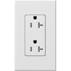 Lutron SCRS-20-TR-SW Claro Satin Tamper Resistant 20A Duplex Receptacle in Snow
