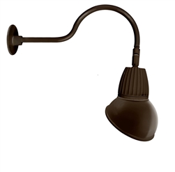 RAB GN1LED13NAD11BWN 13W LED Gooseneck Dome Shade with 24" Goose Arm, 4000K Color Temperature (Neutral), Flood Reflector, 11" Angled Dome Shade, Brown Finish