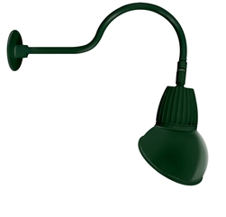 RAB GN1LED13NRAD11G 13W LED Gooseneck Dome Shade with 24" Goose Arm, 4000K Color Temperature (Neutral), Rectangular Reflector, 11" Angled Dome Shade, Hunter Green Finish