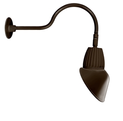 RAB GN1LED13NSAC11BWN 13W LED Gooseneck Cone Shade with 24" Goose Arm, 4000K Color Temperature (Neutral), Spot Reflector, 11" Angled Cone Shade, Brown Finish