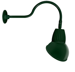 RAB GN1LED13YAD11G 13W LED Gooseneck Dome Shade with 24" Goose Arm, 3000K Color Temperature (Warm), Flood Reflector, 11" Angled Dome Shade, Hunter Green Finish