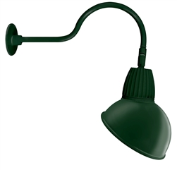 RAB GN1LED13YRADG 13W LED Gooseneck Dome Shade with 24" Goose Arm, 3000K Color Temperature (Warm), Rectangular Reflector, 15" Angled Dome Shade, Hunter Green Finish