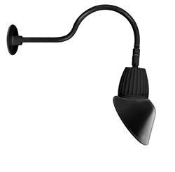 RAB GN1LED13YSAC11B 13W LED Gooseneck Cone Shade with 24" Goose Arm, 3000K Color Temperature (Warm), Spot Reflector, 11" Angled Cone Shade, Black Finish