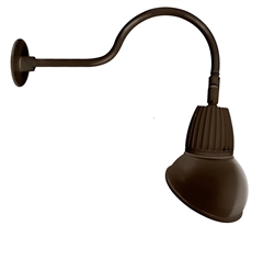RAB GN1LED13YSAD11BWN 13W LED Gooseneck Dome Shade with 24" Goose Arm, 3000K Color Temperature (Warm), Spot Reflector, 11" Angled Dome Shade, Brown Finish