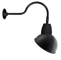RAB GN1LED13YSADB 13W LED Gooseneck Dome Shade with 24" Goose Arm, 3000K Color Temperature (Warm), Spot Reflector, 15" Angled Dome Shade, Black Finish