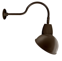 RAB GN1LED26NADBWN 26W LED Gooseneck Dome Shade with 24" Goose Arm, 4000K Color Temperature (Neutral), Flood Reflector, 15" Angled Dome Shade, Brown Finish