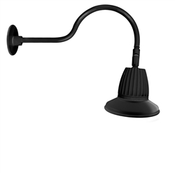 RAB GN1LED26NSST11B 26W LED Gooseneck Straight Shade with 24" Goose Arm, 4000K (Neutral), Spot Reflector, 11" Straight Shade, Black Finish
