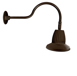 RAB GN1LED26NST11BWN 26W LED Gooseneck Straight Shade with 24" Goose Arm, 4000K (Neutral), Flood Reflector, 11" Straight Shade, Brown Finish