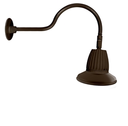 RAB GN1LED26YRST11BWN 26W LED Gooseneck Straight Shade with 24" Goose Arm, 3000K (Warm), Rectangular Reflector, 11" Straight Shade, Brown Finish