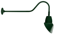 RAB GN2LED13NAC11G 13W LED Gooseneck Cone Shade with 35" Goose Arm, 4000K Color Temperature (Neutral), Flood Reflector, 11" Angled Cone Shade, Hunter Green Finish