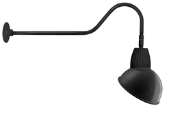 RAB GN2LED13YSADB 13W LED Gooseneck Dome Shade with 35" Goose Arm, 3000K (Warm), Spot Reflector, 15" Angled Dome Shade, Black Finish