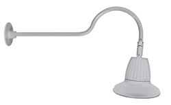 RAB GN2LED13YSTS 13W LED Gooseneck Straight Shade with 35" Goose Arm, 3000K (Warm), Flood Reflector, 15" Straight Shade, Silver Finish