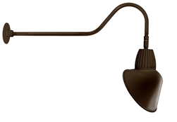 RAB GN2LED26NACBWN 26W LED Gooseneck Cone Shade with 35" Goose Arm, 4000K Color Temperature (Neutral), Flood Reflector, 15" Angled Cone Shade, Brown Finish