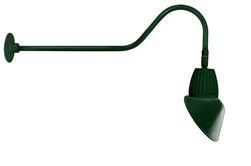 RAB GN2LED26YAC11G 26W LED Gooseneck Cone Shade with 35" Goose Arm, 3000K Color Temperature (Warm), Flood Reflector, 11" Angled Cone Shade, Hunter Green Finish